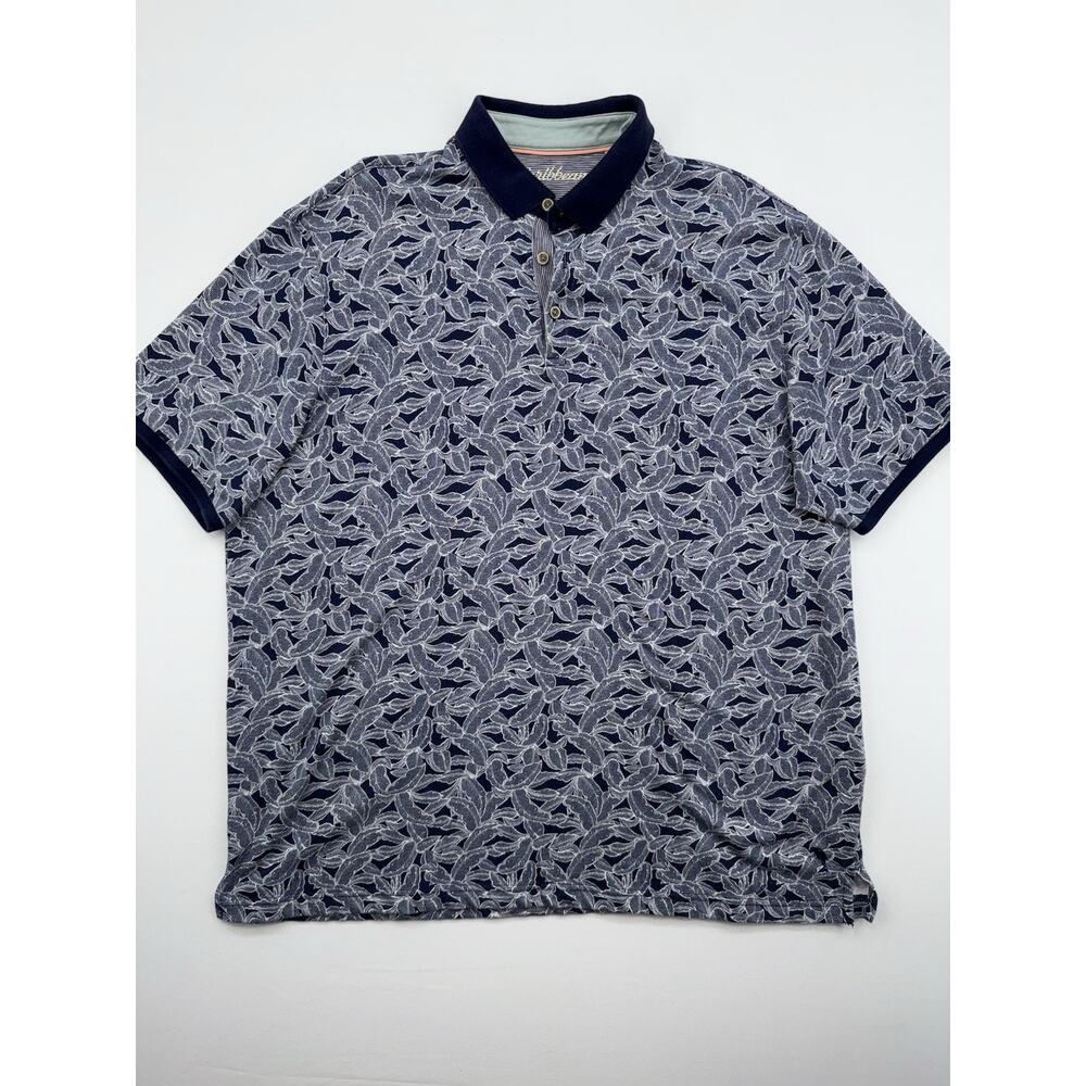 CARIBBEAN Shirt Mens Size XL Short Sleeve Camp Hawaiian Blue